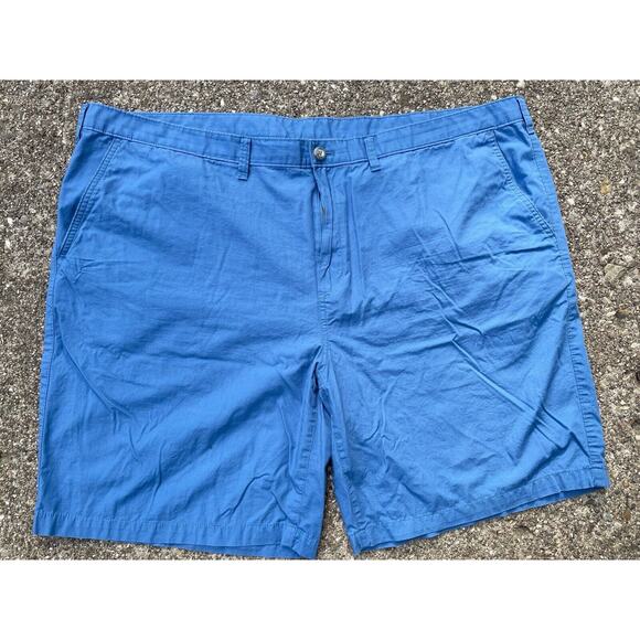 Eddie Bauer Shorts Mens 46T 46 Tall Blue Chino 100% Cotton Flat Front Classic - Picture 1 of 4